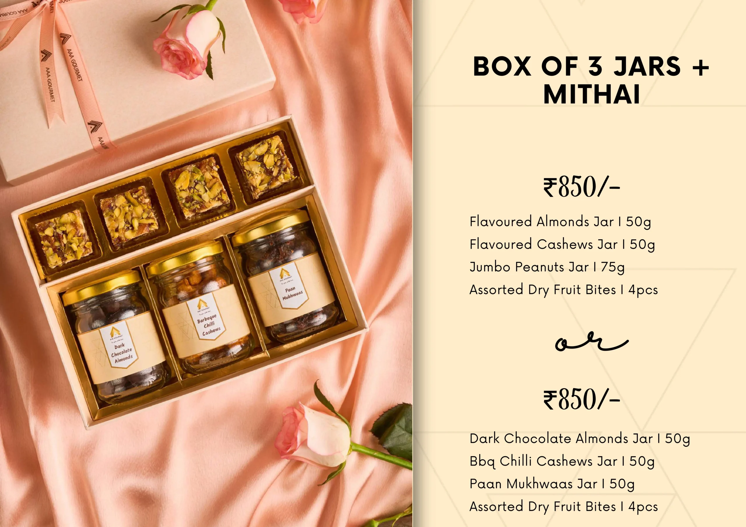 Box of 3 Jars + Mithai 850/-